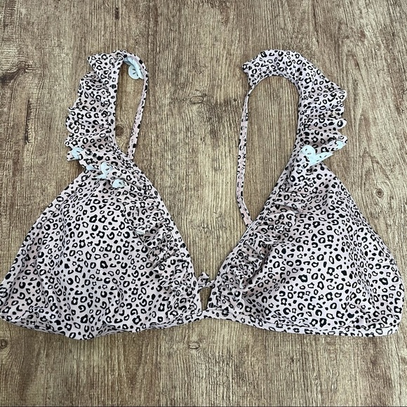 Pink Cheetah Printed Scalloped Trim Bikini - Picture 1 of 6